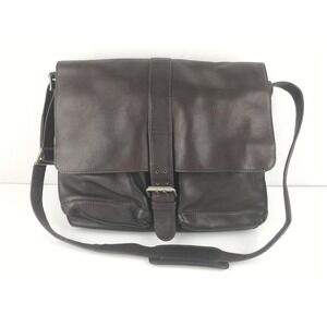 Latico Warner Brothers Messenger Bag Genuine Leather Crossbody Dark Brown Buckle